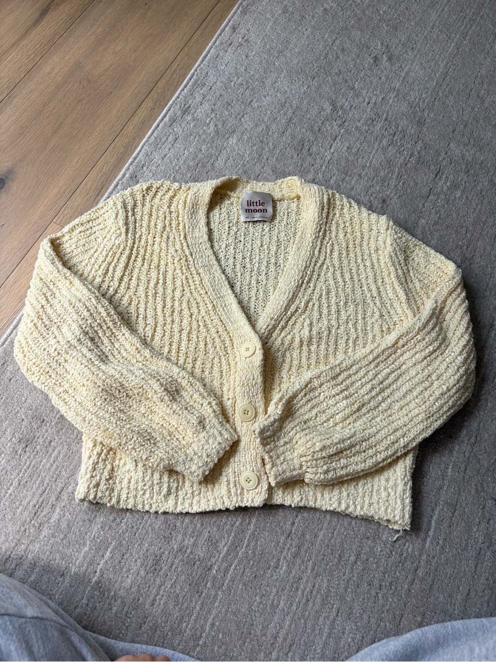 Aritzia Soft Yellow Button-Front Textured Cardigan